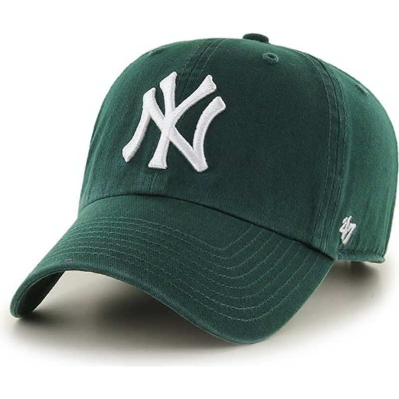 47-brand-curved-brim-mit-weißem-logo-new-york-yankees-mlb-clean-up-cap-dunkelgrün