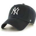 47-brand-curved-brim-silber-logo-new-york-yankees-mlb-clean-up-metallic-cap-schwarz