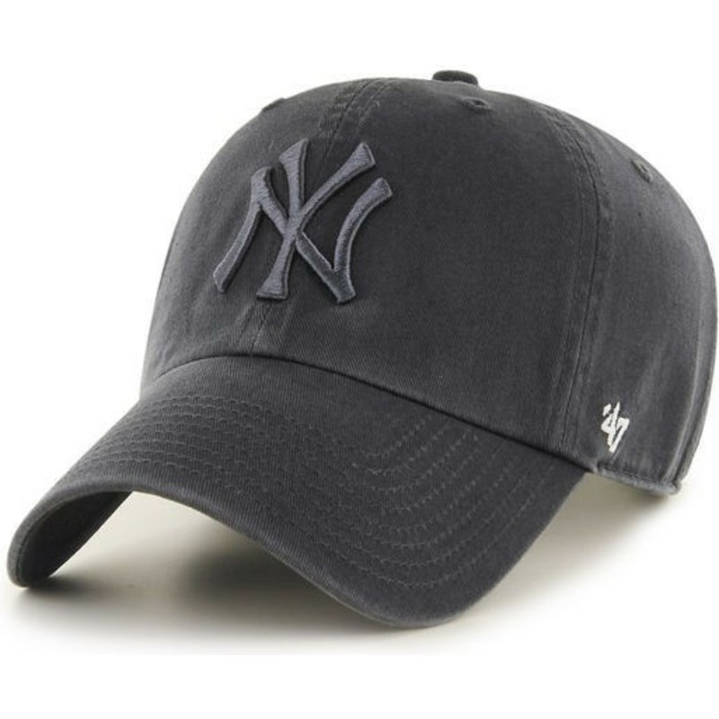 47-brand-curved-brim-dark-graues-logo-new-york-yankees-mlb-clean-up-cap-dunkelgrau
