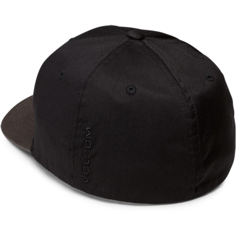 volcom-curved-brim-black-grey-full-stone-xfit-fitted-cap-schwarz-mit-grauem-schirm