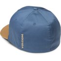 volcom-curved-brim-caramel-full-stone-xfit-fitted-cap-blau-mit-braunem-schirm