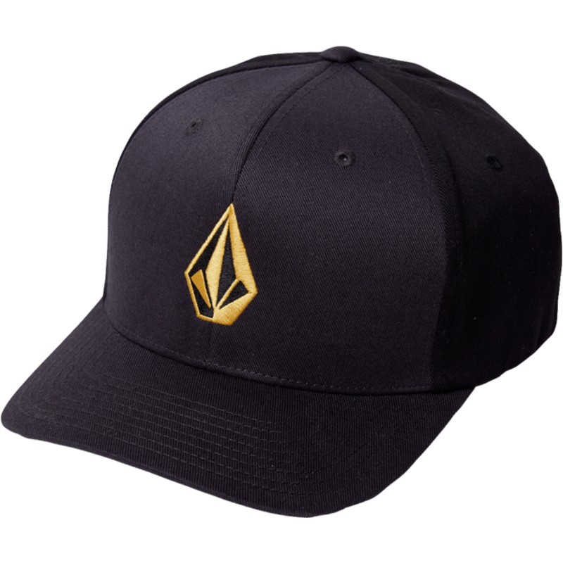volcom-curved-brim-golden-logo-dirt-gold-full-stone-xfit-fitted-cap-schwarz