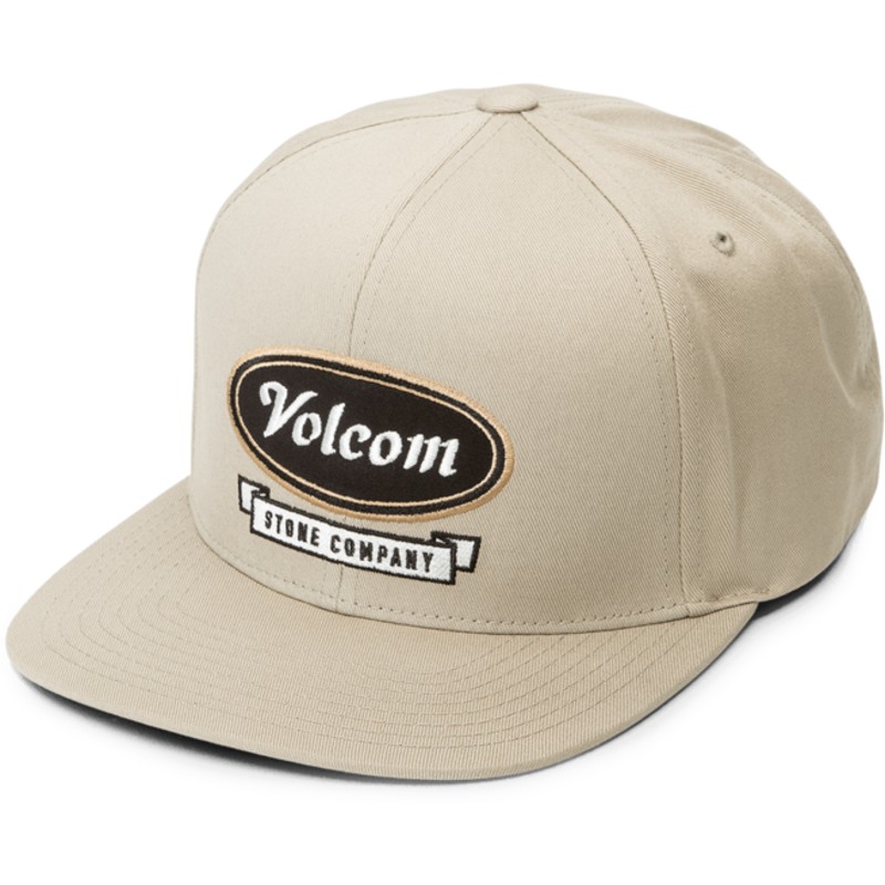 volcom-flat-brim-beige-cresticle-snapback-cap-beige
