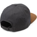 volcom-flat-brim-mud-quarter-fabric-snapback-cap-schwarz-mit-braunem-schirm