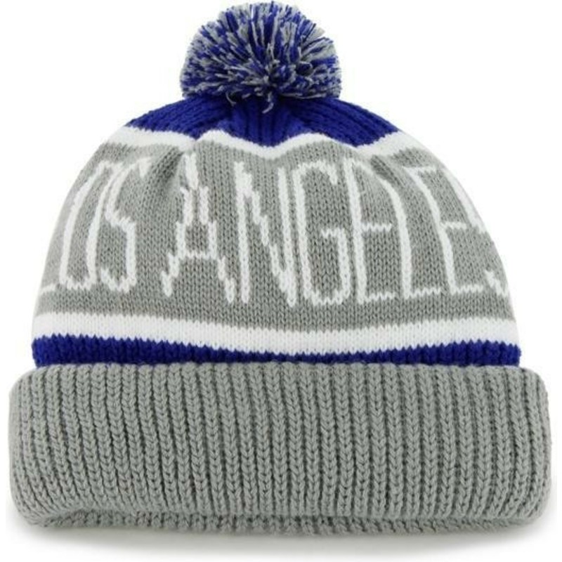 47-brand-los-angeles-dodgers-mlb-cuff-knit-calgary-beanie-bommelmütze-grau-und-blau