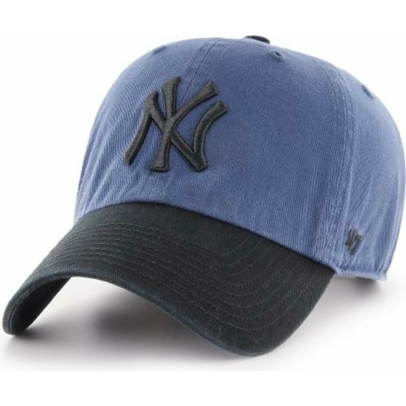 47-brand-curved-brim-schwarzes-logo-new-york-yankees-mlb-clean-up-two-tone-cap-marineblau-mit-schwarzem-schirm