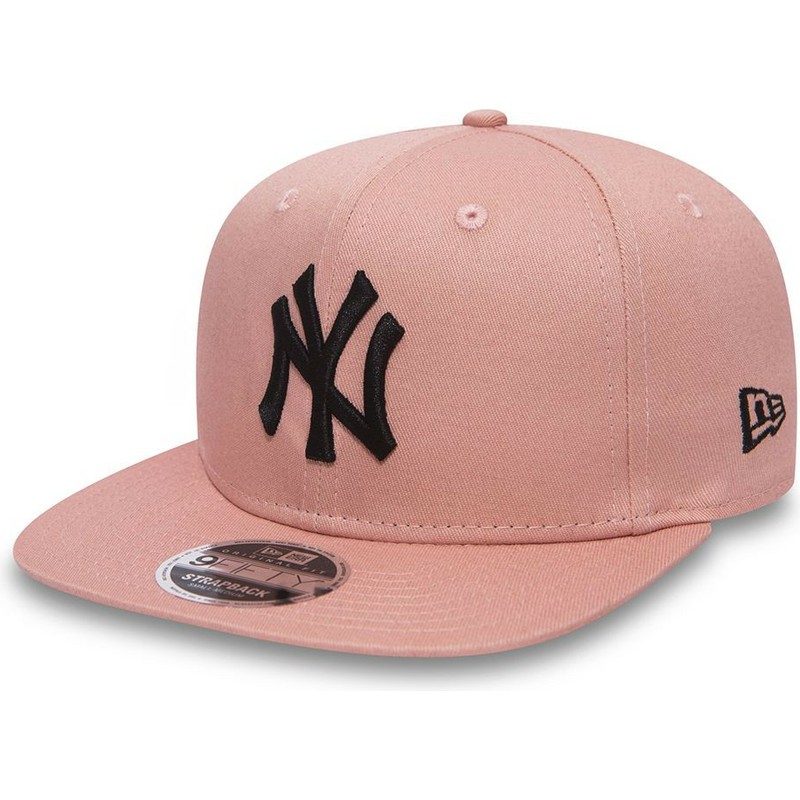 new-era-flat-brim-schwarzes-logo-9fifty-true-originators-new-york-yankees-mlb-adjustable-cap-verstellbar-pink