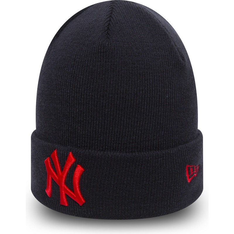 new-era-mit-rotem-logo-cuff-knit-league-essential-new-york-yankees-mlb-navy-blue-beanie
