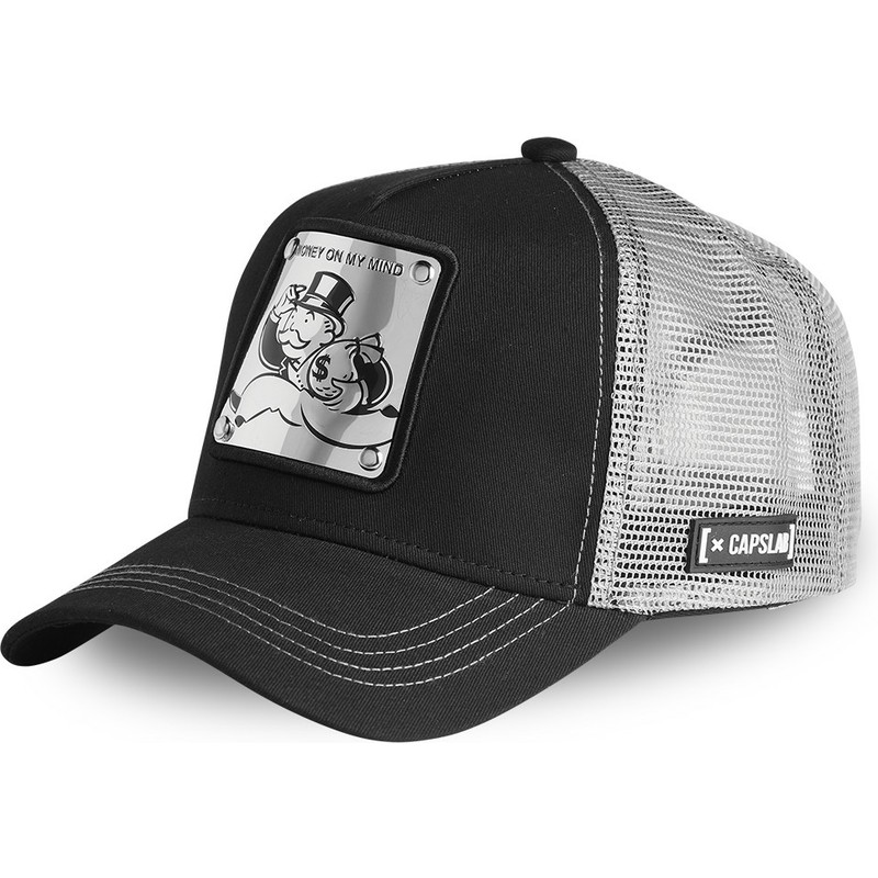 capslab-rich-uncle-pennybags-maille-monopoly-black-and-silver-trucker-hat