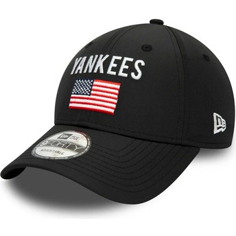 New Era Curved Brim 9FORTY Team Flag New York Yankees MLB Black Adjustable Cap