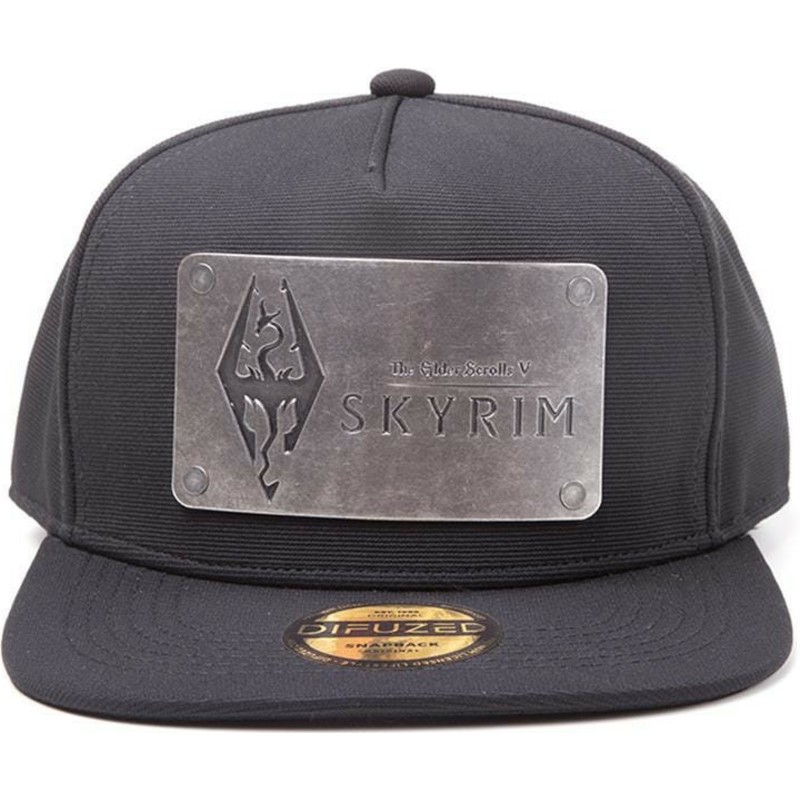 difuzed-flat-brim-dovahkiin-logo-metal-plate-the-elder-scrolls-v-skyrim-black-snapback-cap