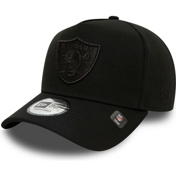 New Era Curved Brim Black Logo 9FORTY E Frame Las Vegas Raiders NFL Black Snapback Cap