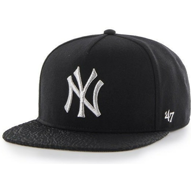 47-brand-flat-brim-großes-logo-new-york-yankees-mlb-snapback-cap-schwarz-
