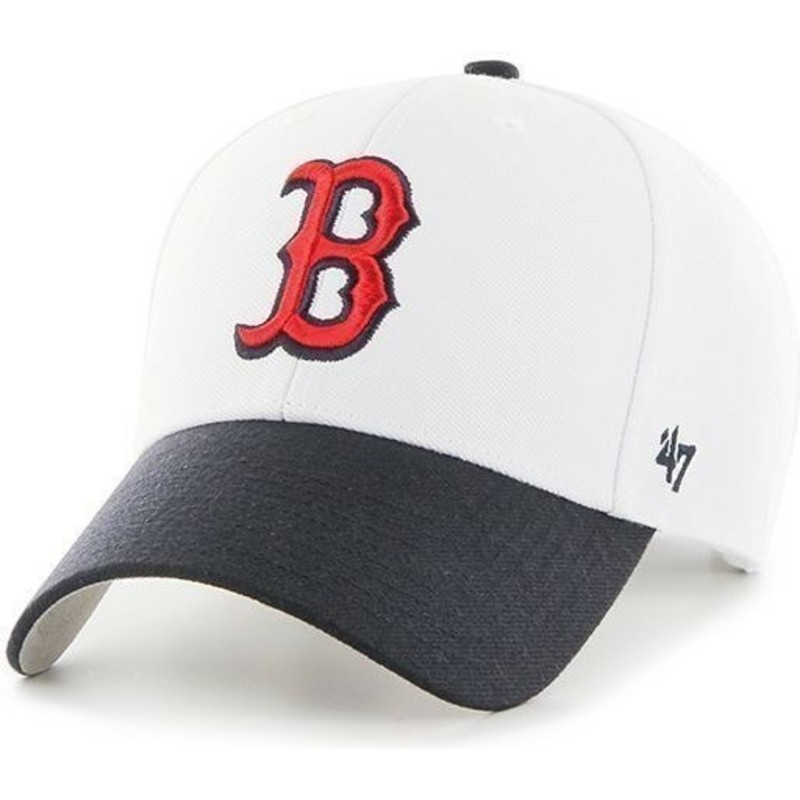 47-brand-curved-brim-mlb-boston-red-sox-cap-weiss-mit-schwarzem-schirm