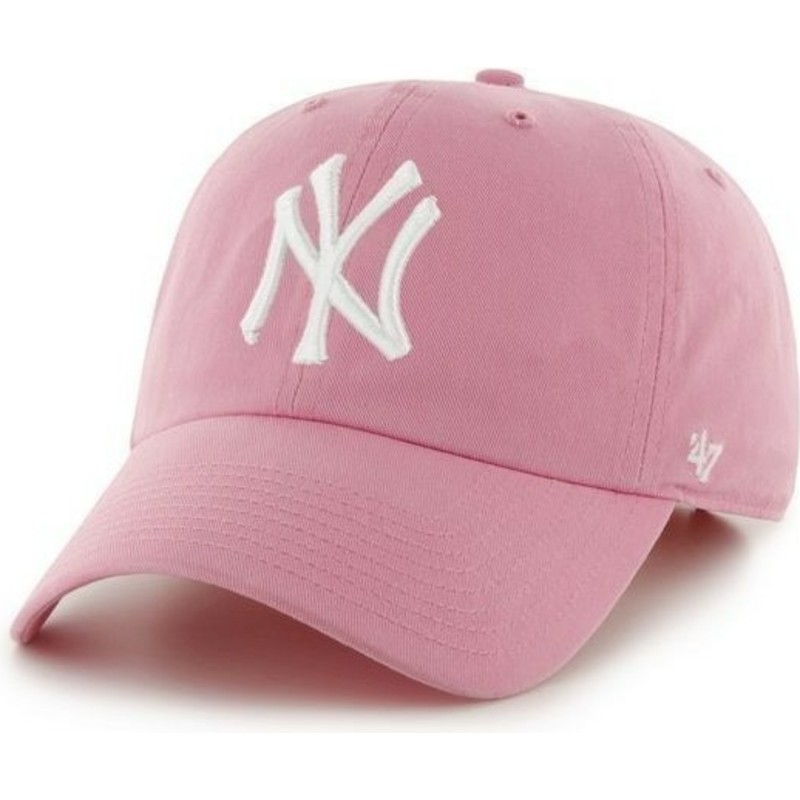 47-brand-curved-brim-grosses-vorderes-logo-mlb-new-york-yankees-cap-pink